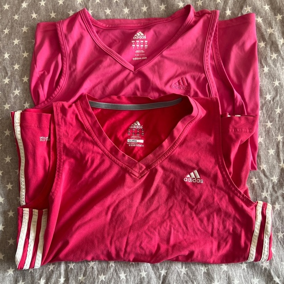 💕2 pink Adidas sleeveless athletic tops - size M 🌸 - Picture 1 of 6